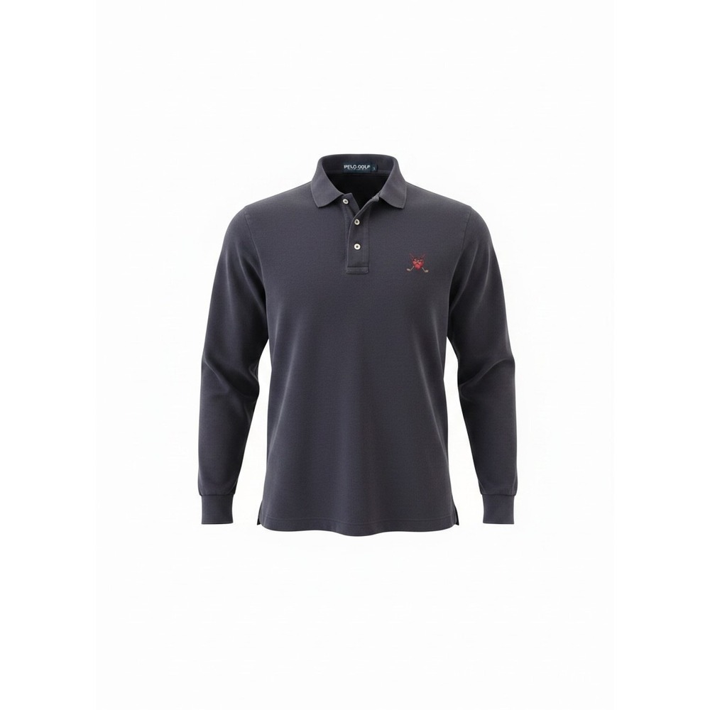 Polo Golf Ralph Lauren Long Sleeve Polo Shirt Cotton XL Navy Blue‎ Vintage 90s